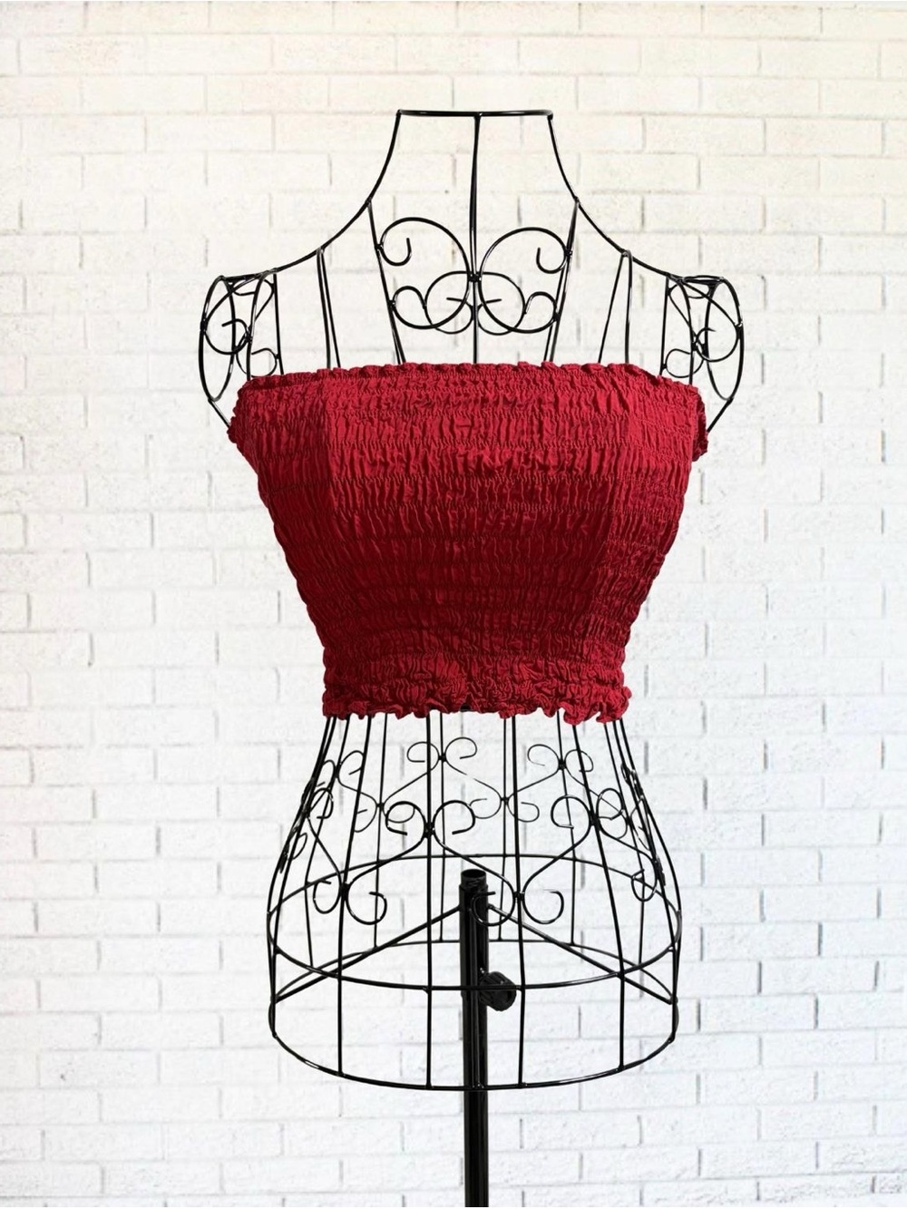 Bohemian Red Tube Top Ruched Crop Top Mexicali Blues Boho Hippie Women Small